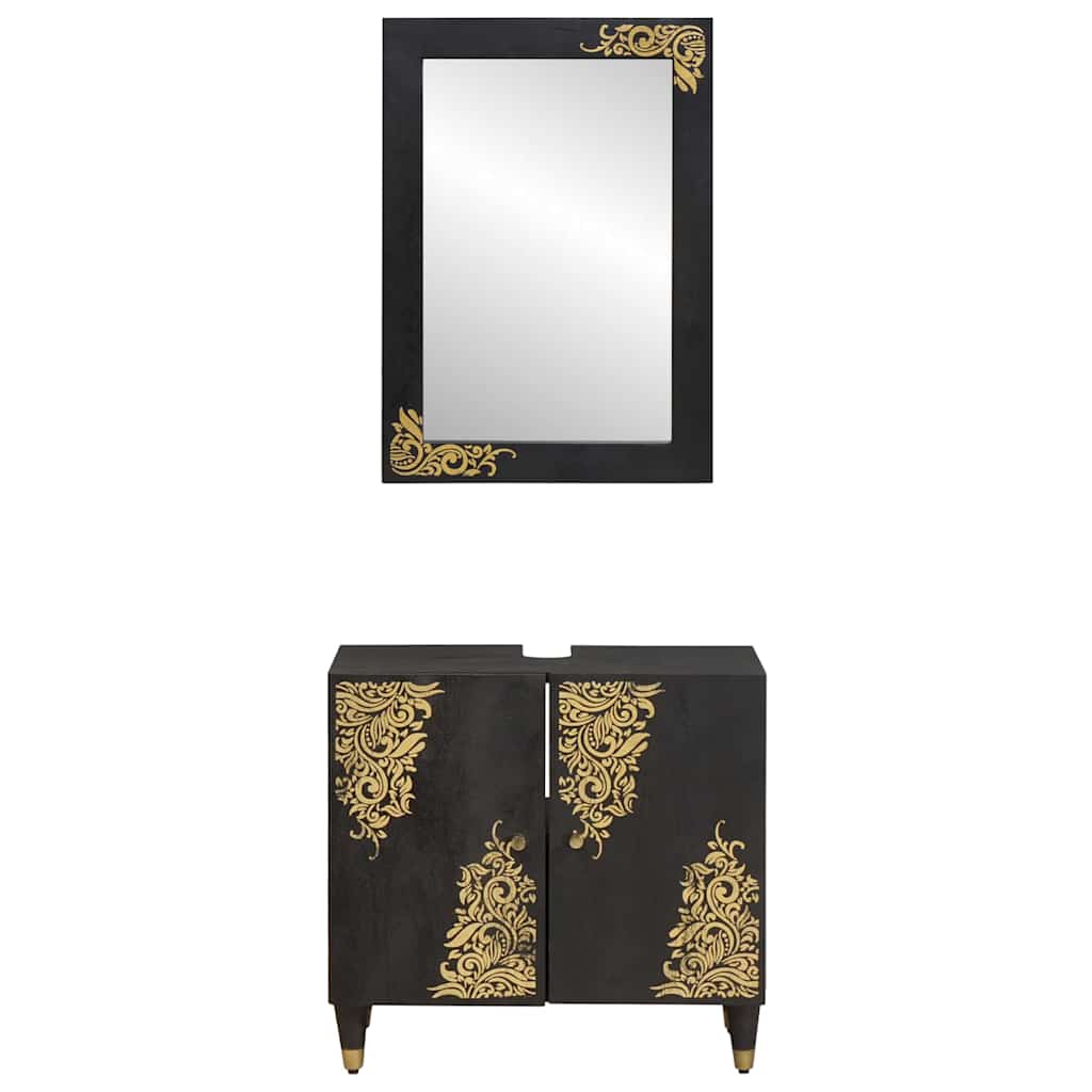Badezimmerschrank-Set 2 stk. Schwarz 62 x 33 x 58 cm
