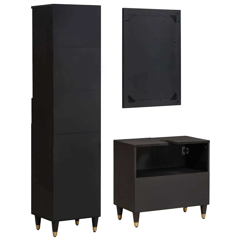 Badezimmerschrank-Set 3 stk. Schwarz 62 x 33 x 58 cm