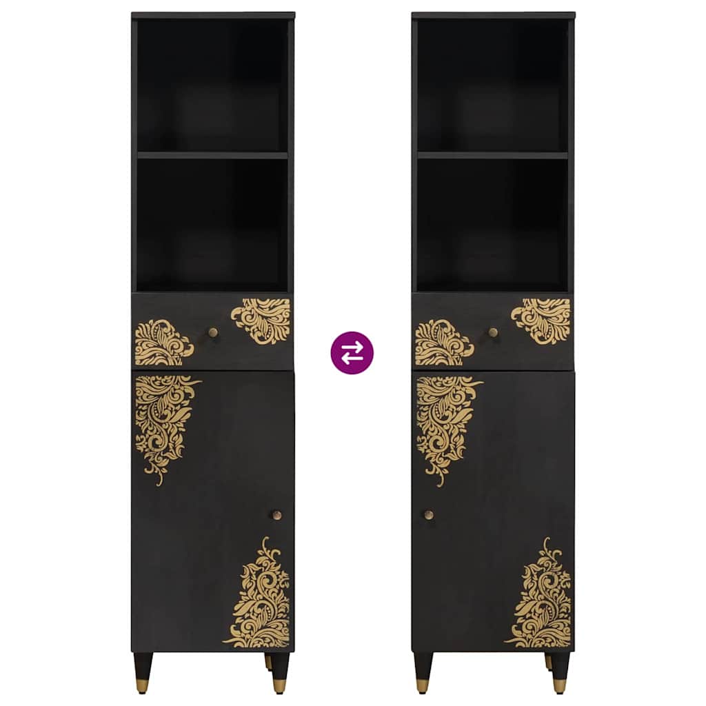 Badezimmerschrank-Set 3 stk. Schwarz 62 x 33 x 58 cm