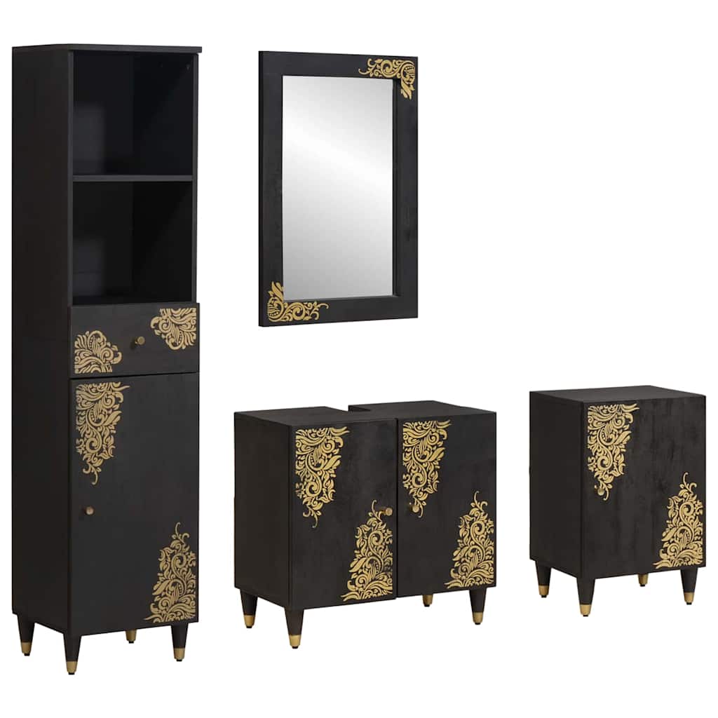 Badezimmerschrank-Set 4 stk. Schwarz 62 x 33 x 58 cm