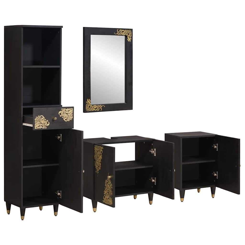 Badezimmerschrank-Set 4 stk. Schwarz 62 x 33 x 58 cm