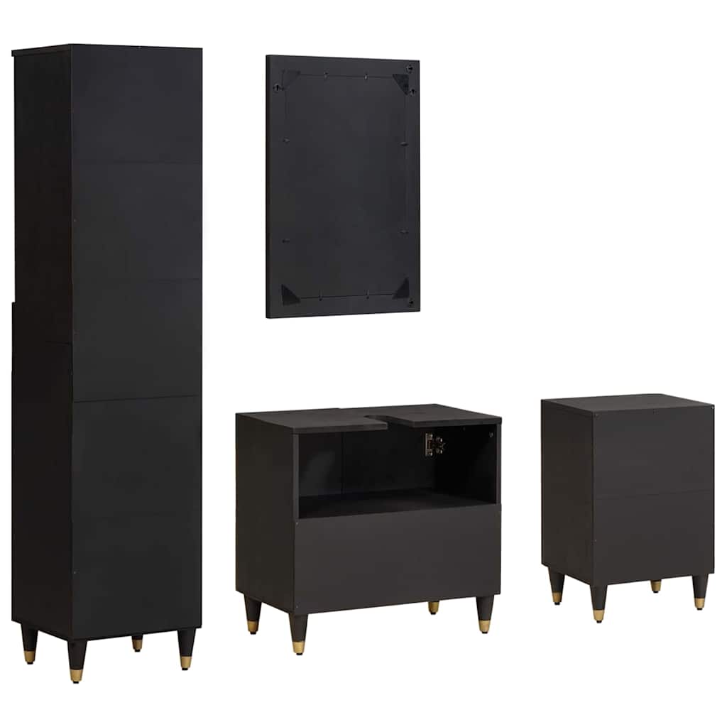 Badezimmerschrank-Set 4 stk. Schwarz 62 x 33 x 58 cm