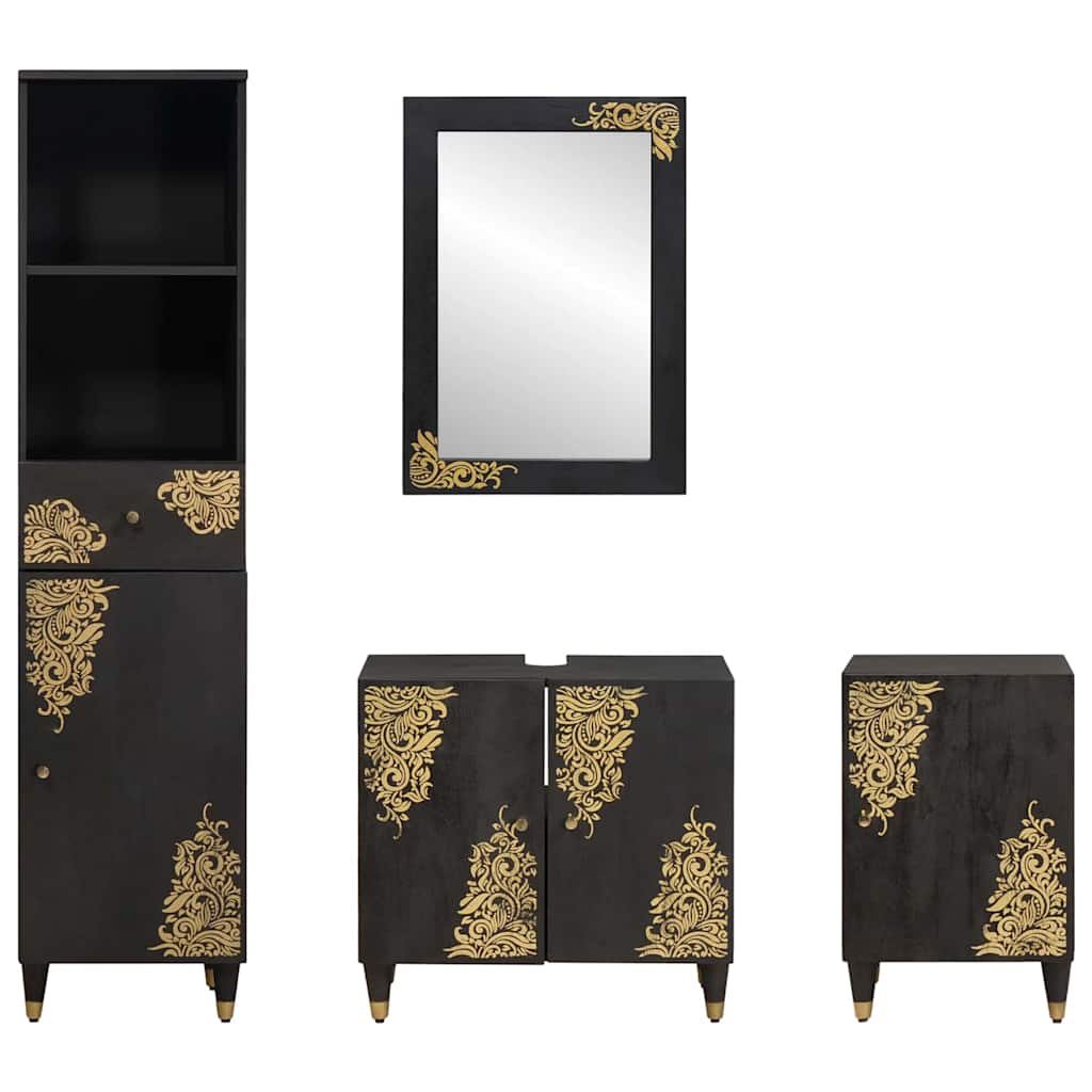 Badezimmerschrank-Set 4 stk. Schwarz 62 x 33 x 58 cm