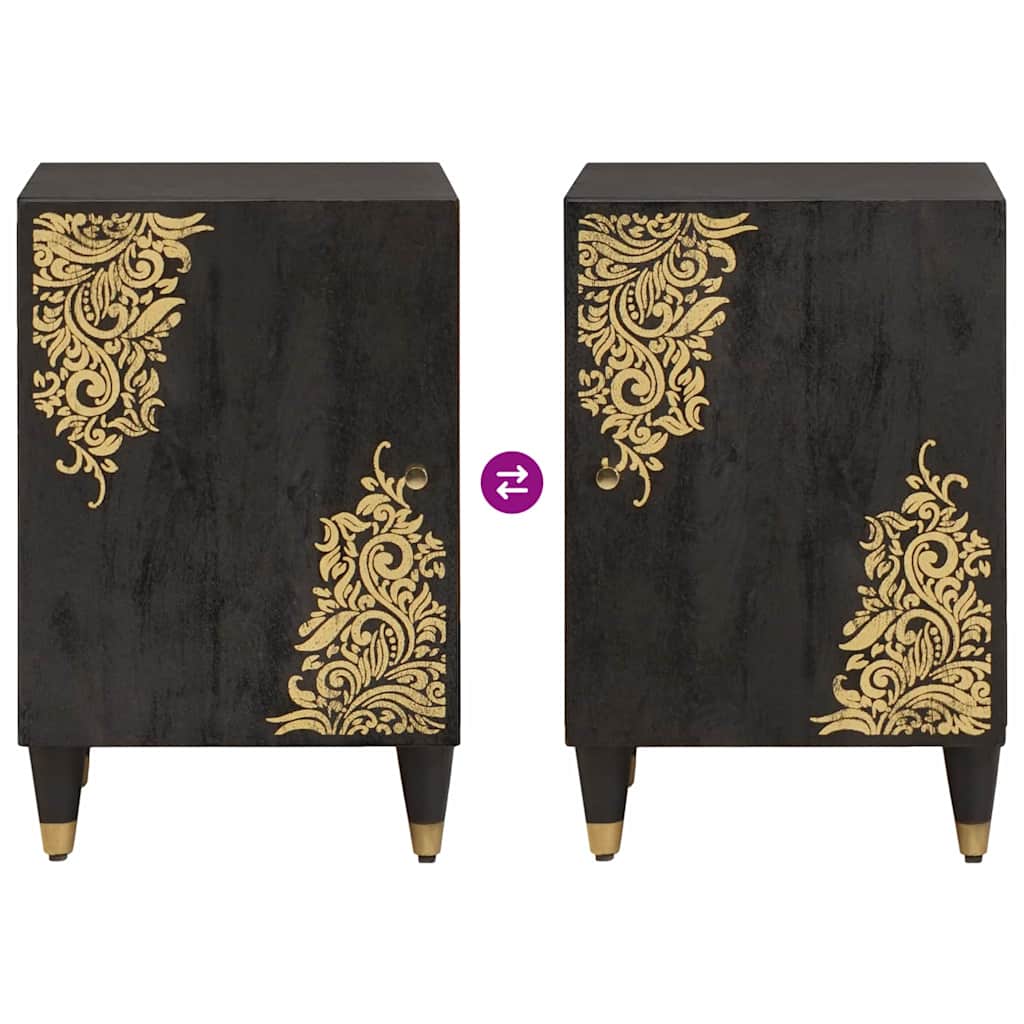 Badezimmerschrank-Set mit Tür 5 pcs Schwarz Massivholz Mango
