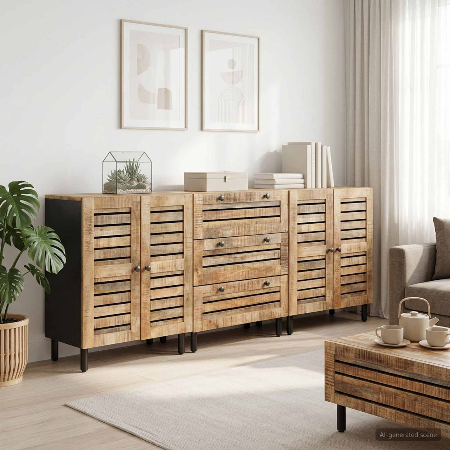 Stauraumschränke 2 pcs Braun 60 x 33,5 x 75 cm Massivholz Mango