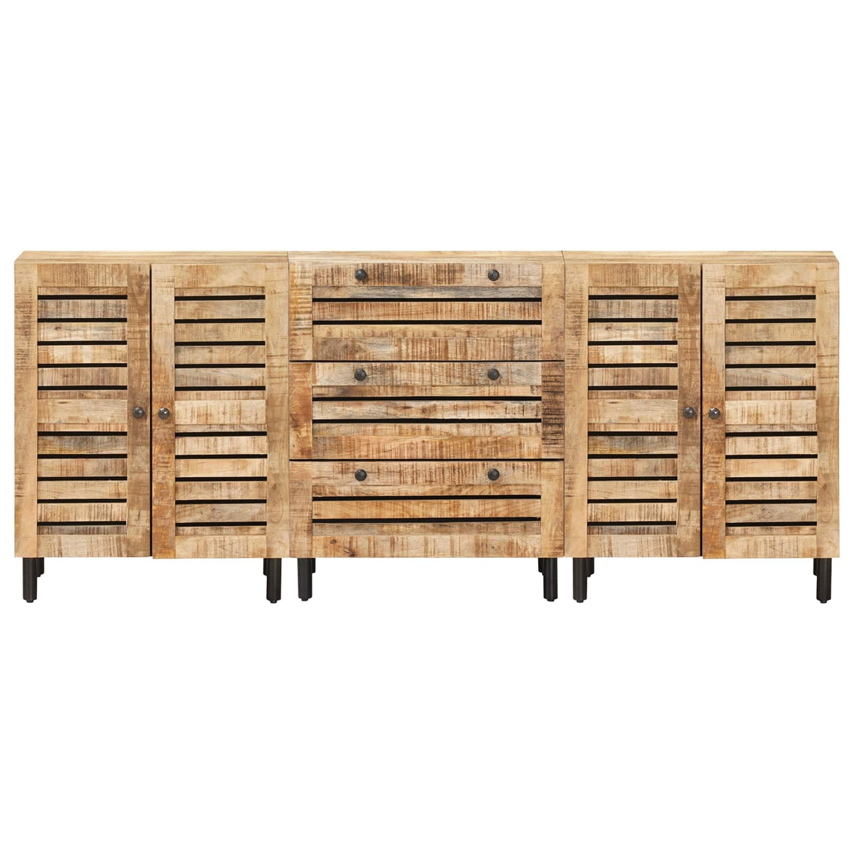 Stauraumschränke 3 stk. 180 x 33 x 75 cm Massivholz Mango Natur