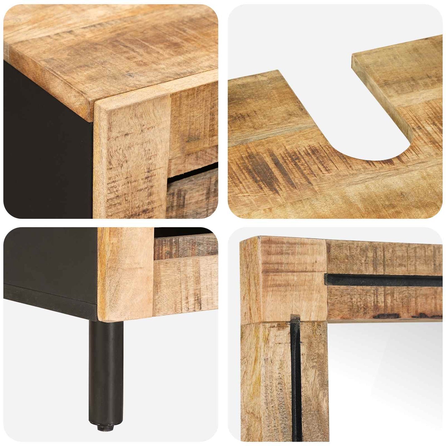 Badezimmerschrank-Set Wandmontiert 2 pcs Massivholz Mango