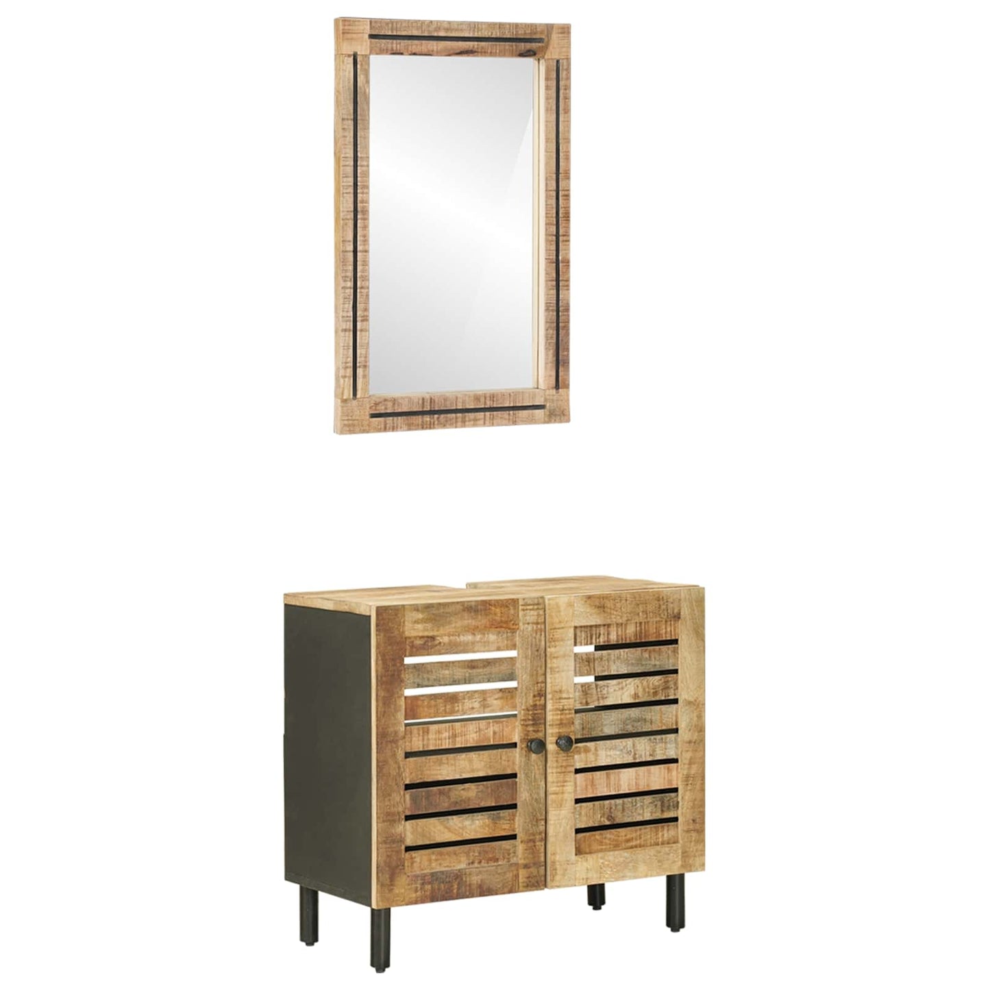 Badezimmerschrank-Set Wandmontiert 2 pcs Massivholz Mango