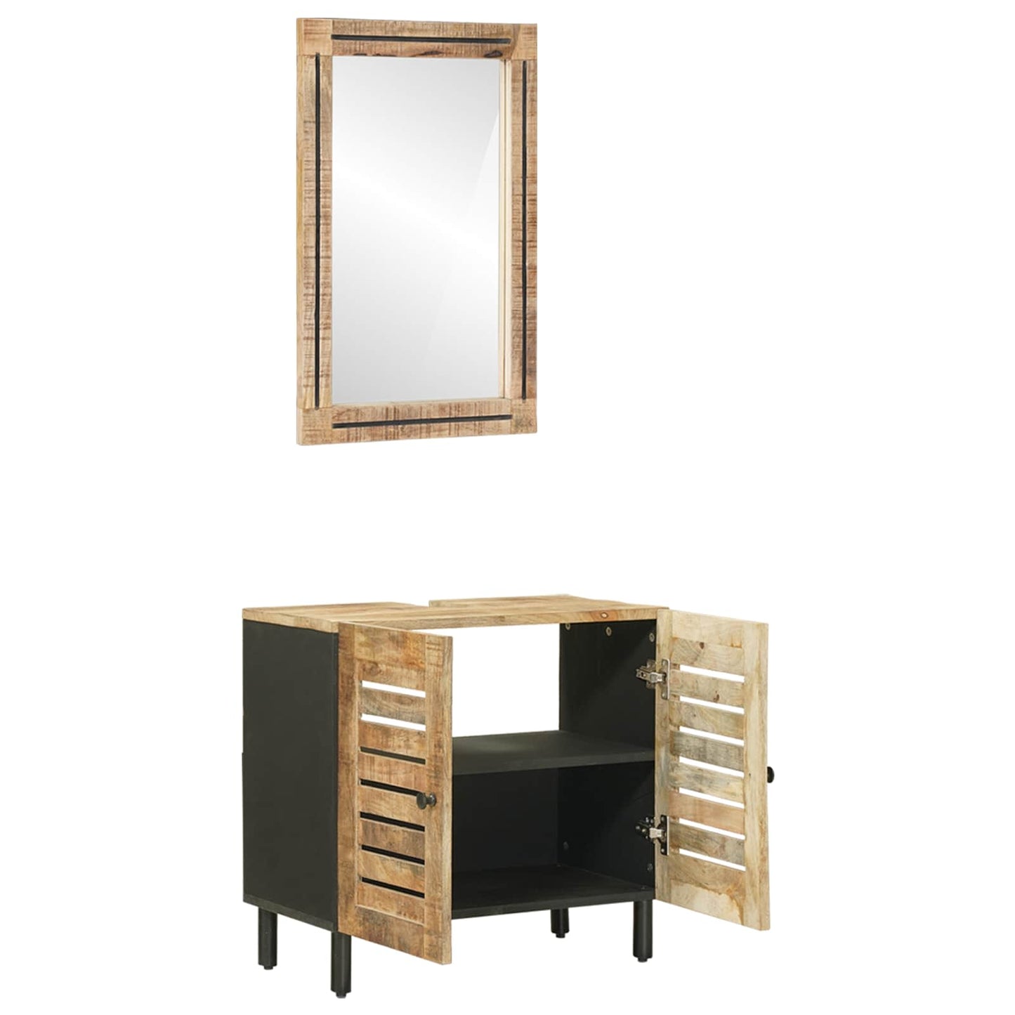 Badezimmerschrank-Set Wandmontiert 2 pcs Massivholz Mango