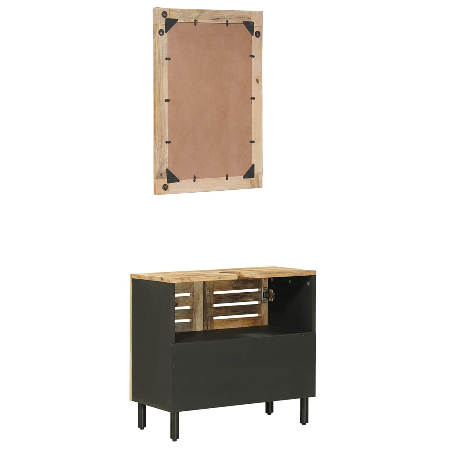 Badezimmerschrank-Set Wandmontiert 2 pcs Massivholz Mango