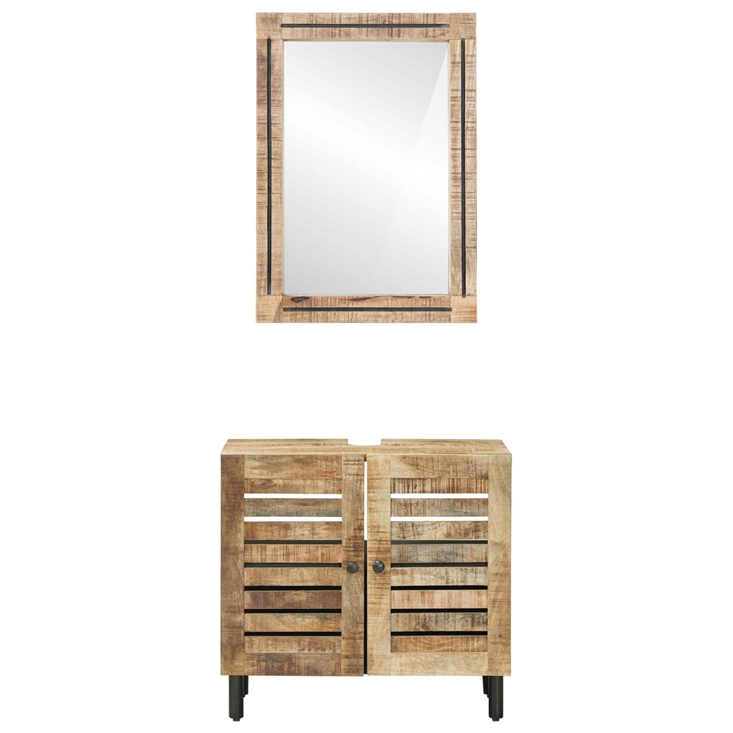 Badezimmerschrank-Set Wandmontiert 2 pcs Massivholz Mango