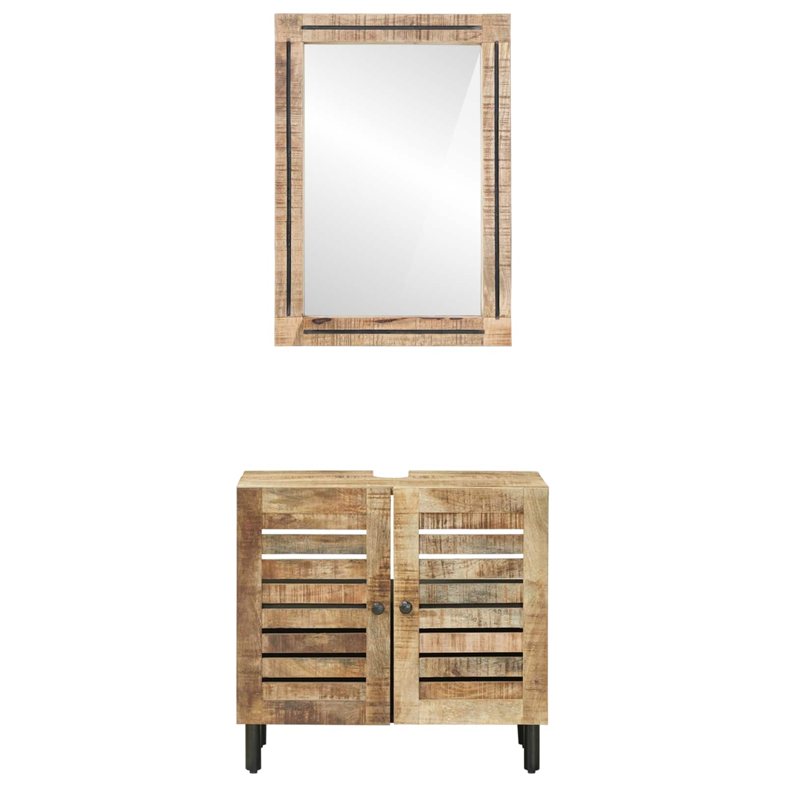 Badezimmerschrank-Set Wandmontiert 2 pcs Massivholz Mango