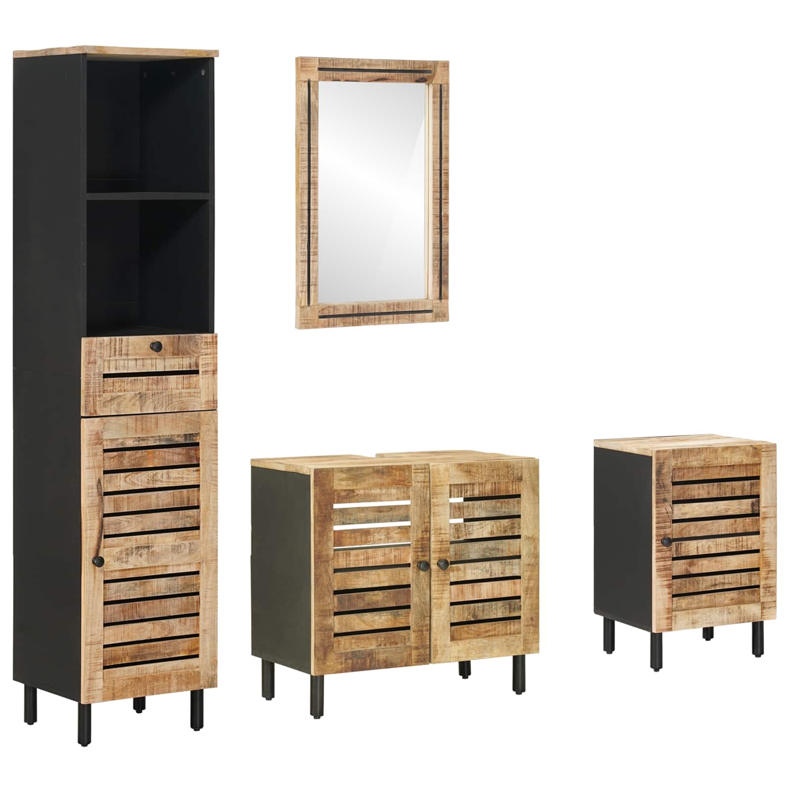 Badezimmerschrank-Set 4 Stk. Natur 38 x 33 x 160 cm