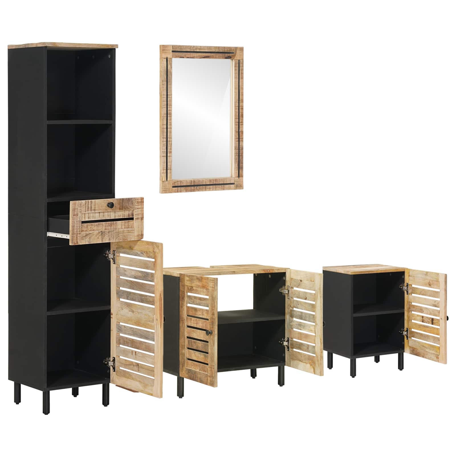 Badezimmerschrank-Set 4 Stk. Natur 38 x 33 x 160 cm