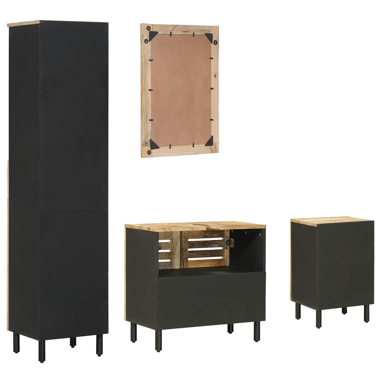 Badezimmerschrank-Set 4 Stk. Natur 38 x 33 x 160 cm