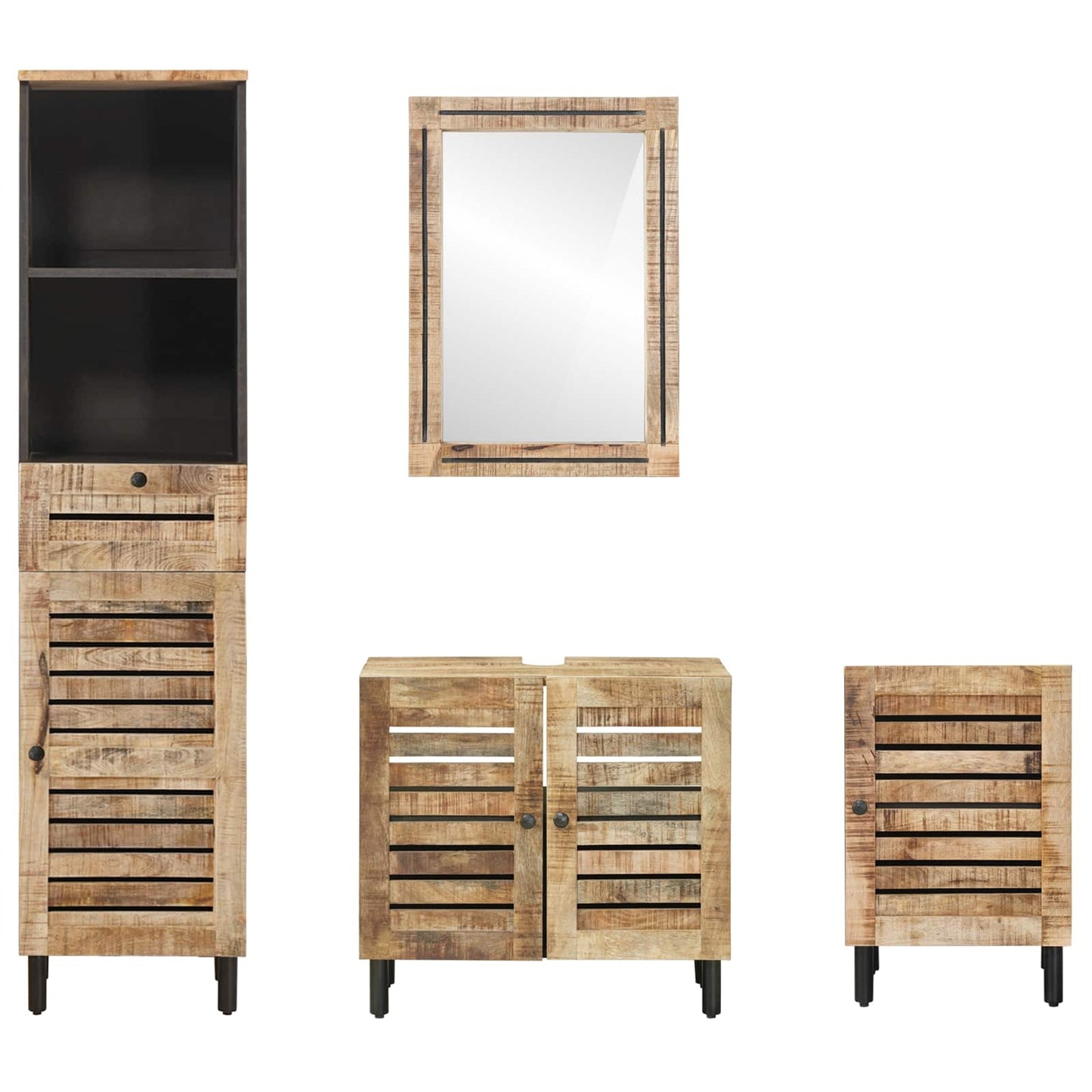 Badezimmerschrank-Set 4 Stk. Natur 38 x 33 x 160 cm