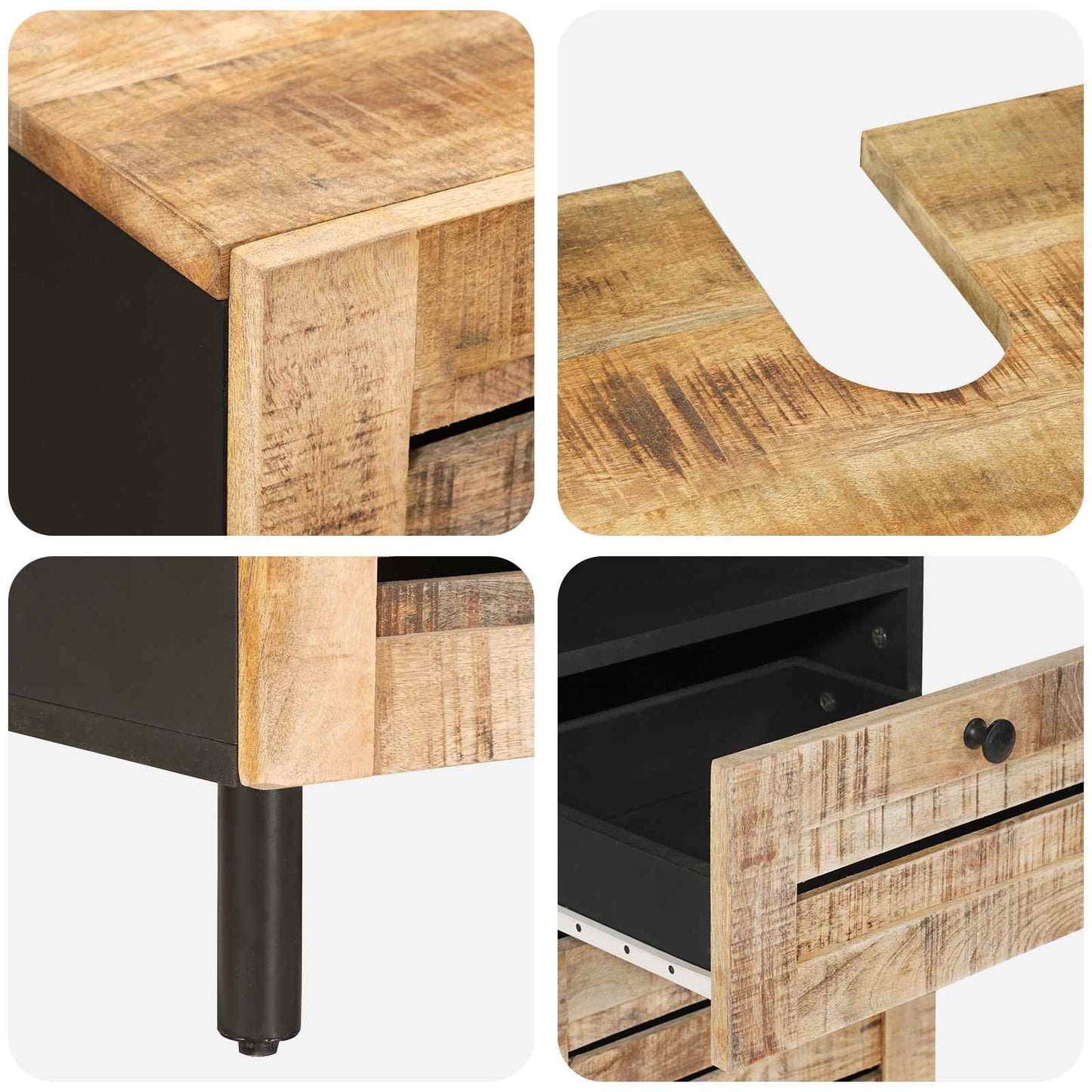 Badezimmerschrank-Set mit Schubladen 5 pcs Massivholz Mango