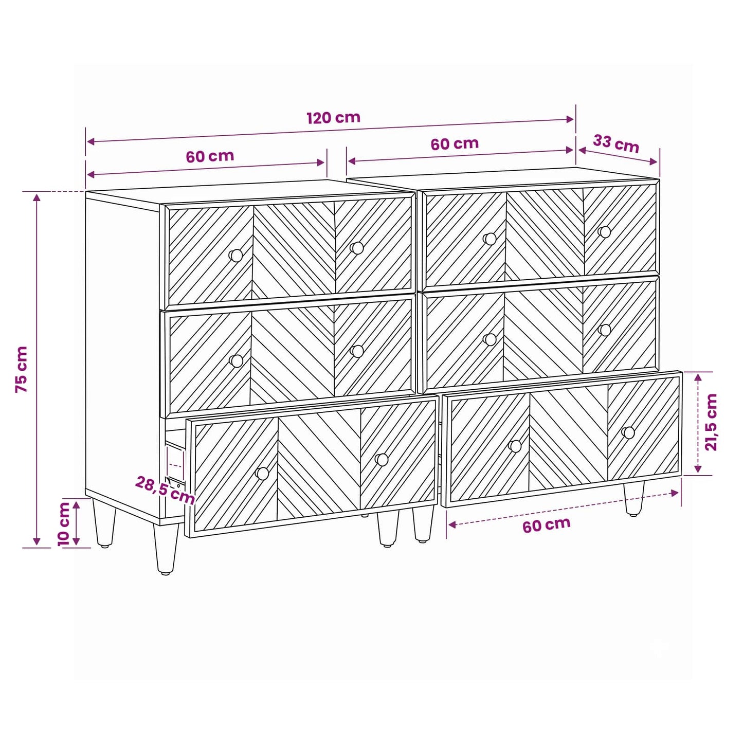 Stauraumschränke 2 stk. 60 x 33,5 x 75 cm Massivholz Mango