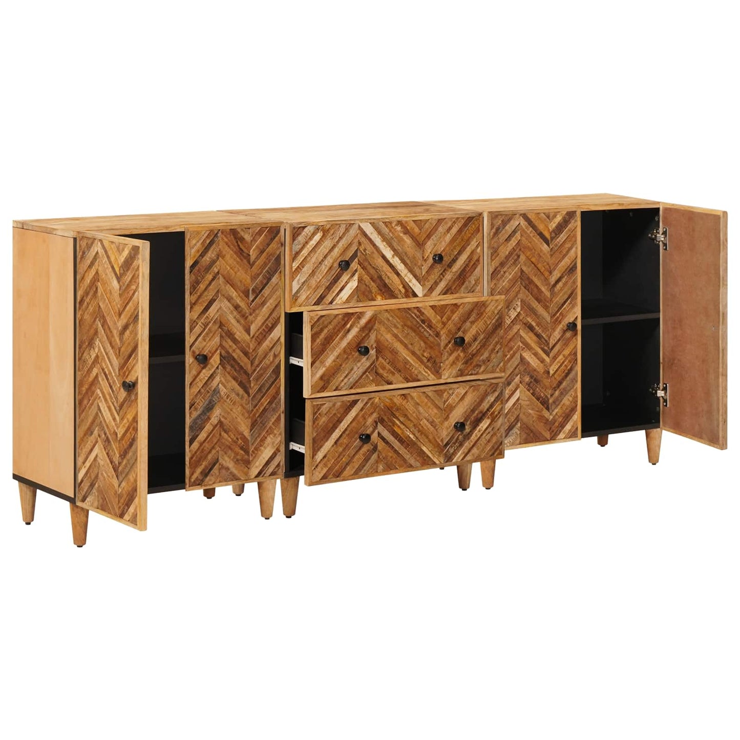 Stauraumschränke 3 stk. 60 x 33,5 x 75 cm Massivholz Mango