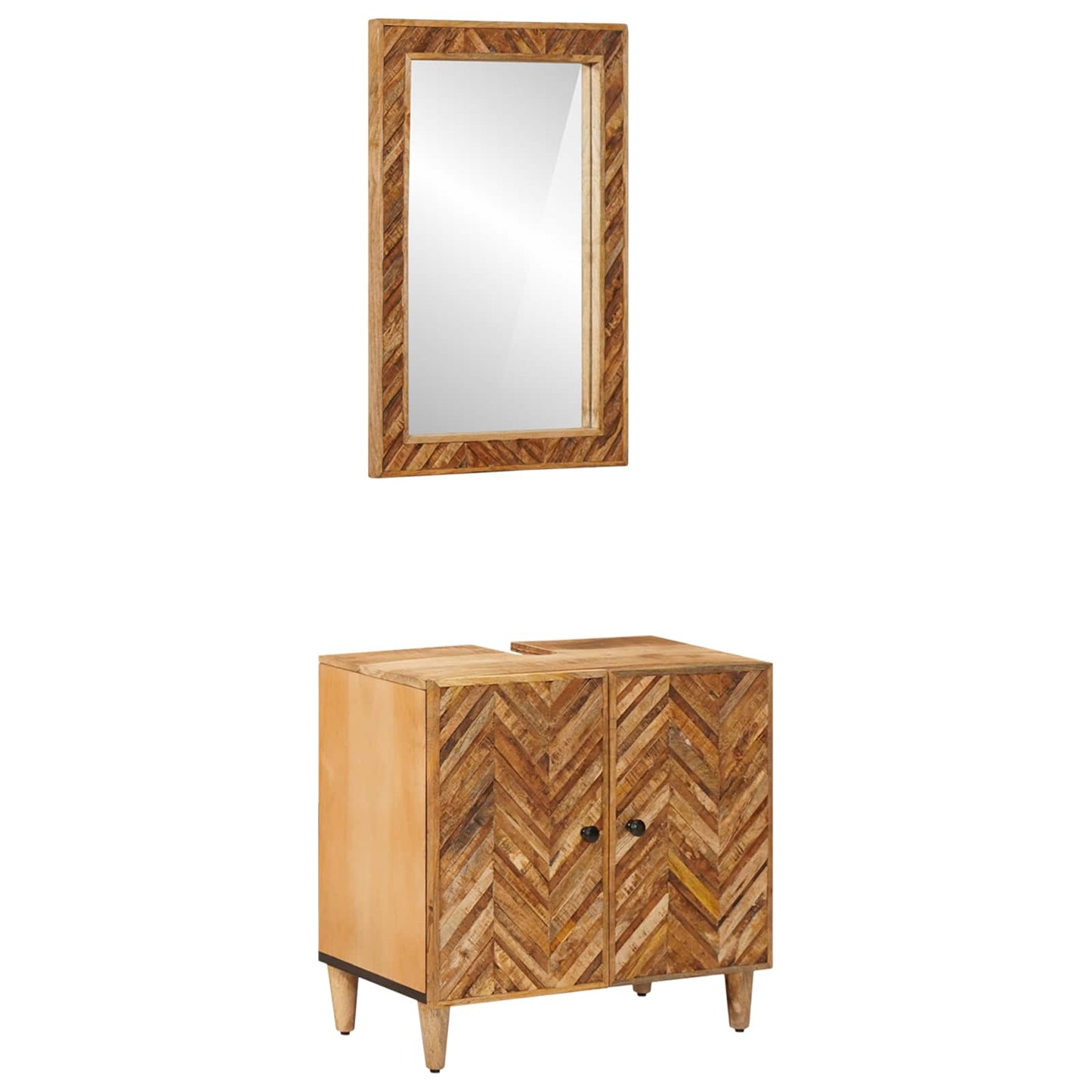 Badezimmerschrank-Set 2 stk. 62 x 33 x 58 cm Massivholz Mango