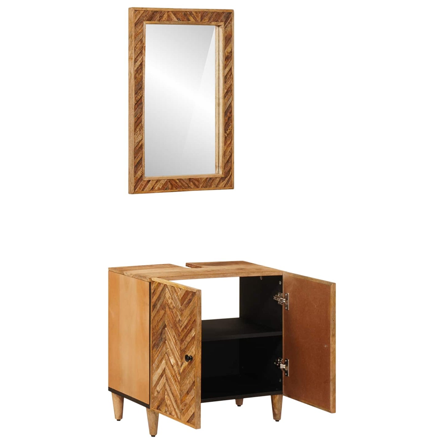 Badezimmerschrank-Set 2 stk. 62 x 33 x 58 cm Massivholz Mango