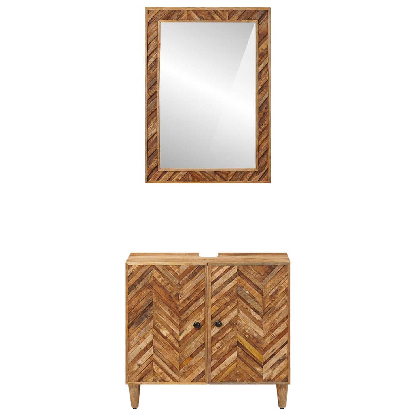 Badezimmerschrank-Set 2 stk. 62 x 33 x 58 cm Massivholz Mango