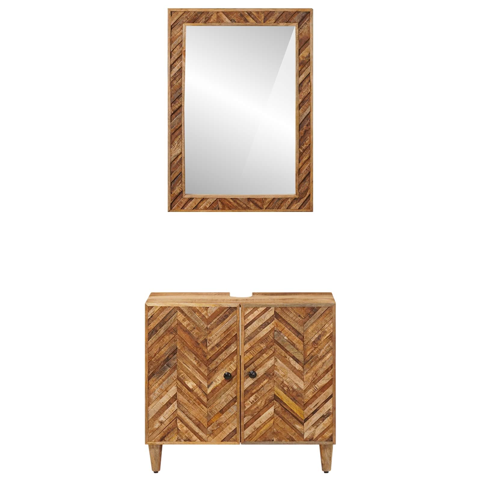 Badezimmerschrank-Set 2 stk. 62 x 33 x 58 cm Massivholz Mango
