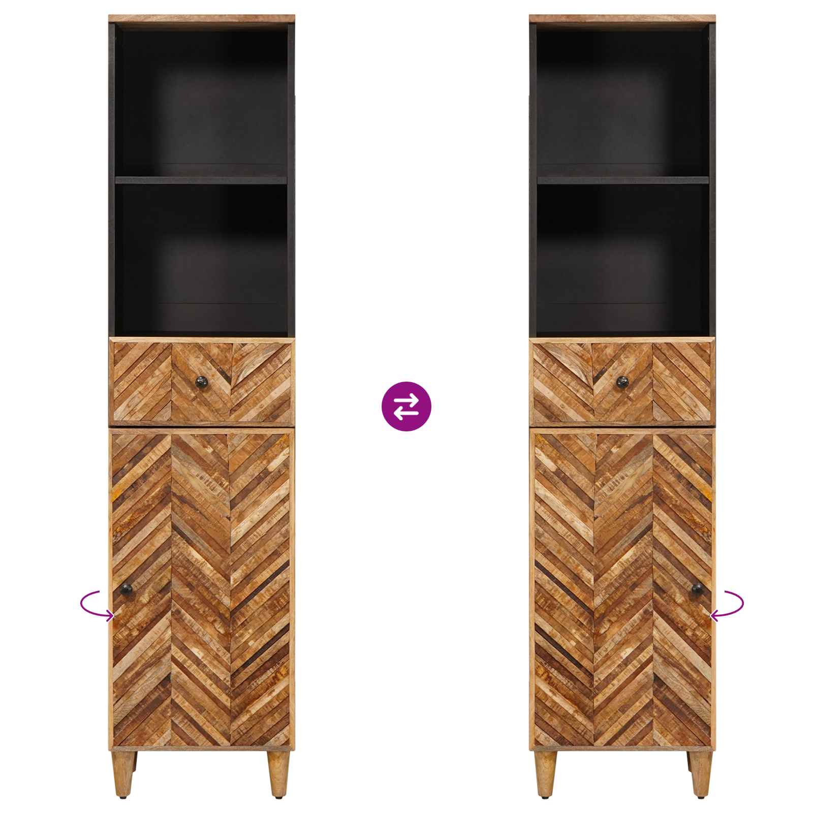 Badezimmerschrank-Set 3 stk. 62 x 33 x 58 cm Massivholz Mango