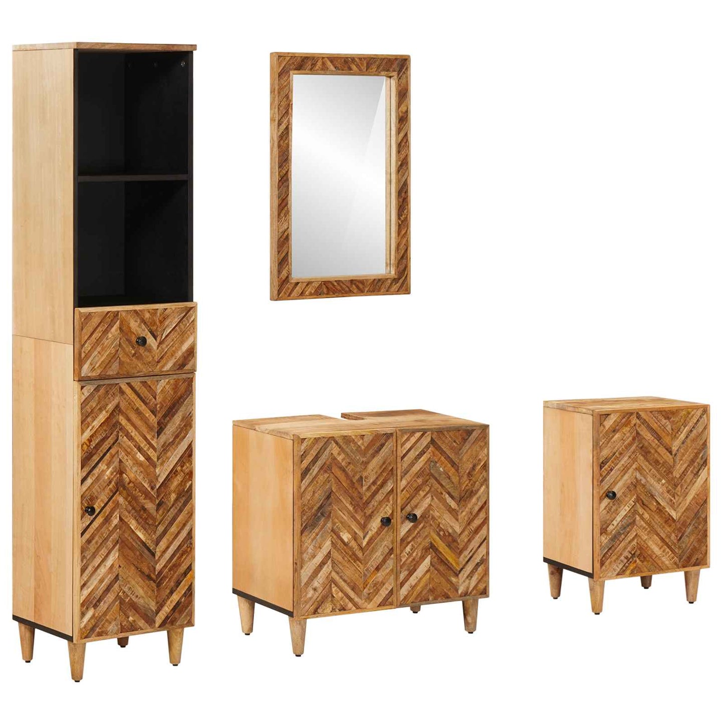 Badezimmerschrank-Set 4 stk. 62 x 33 x 58 cm Massivholz Mango