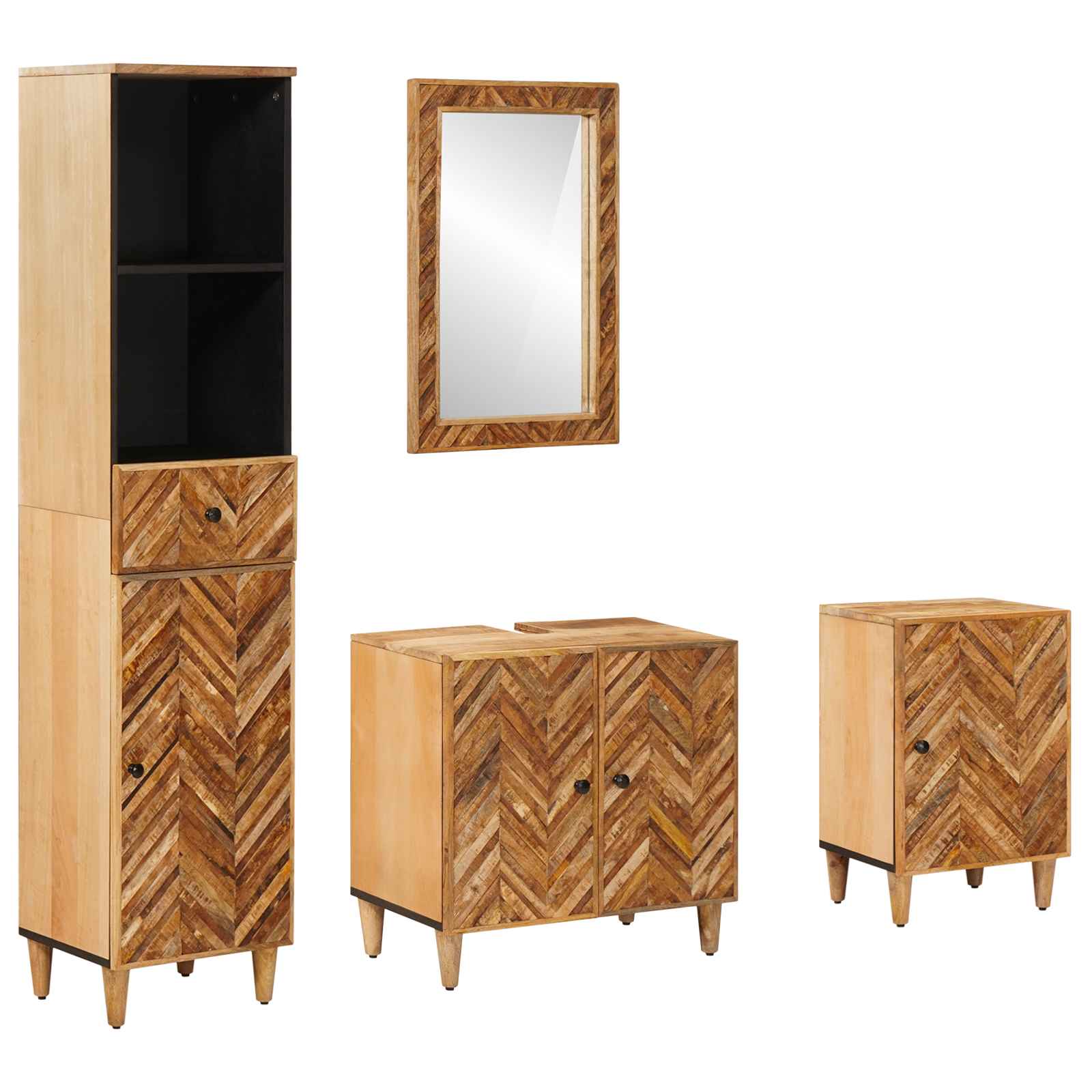 Badezimmerschrank-Set 4 stk. 62 x 33 x 58 cm Massivholz Mango