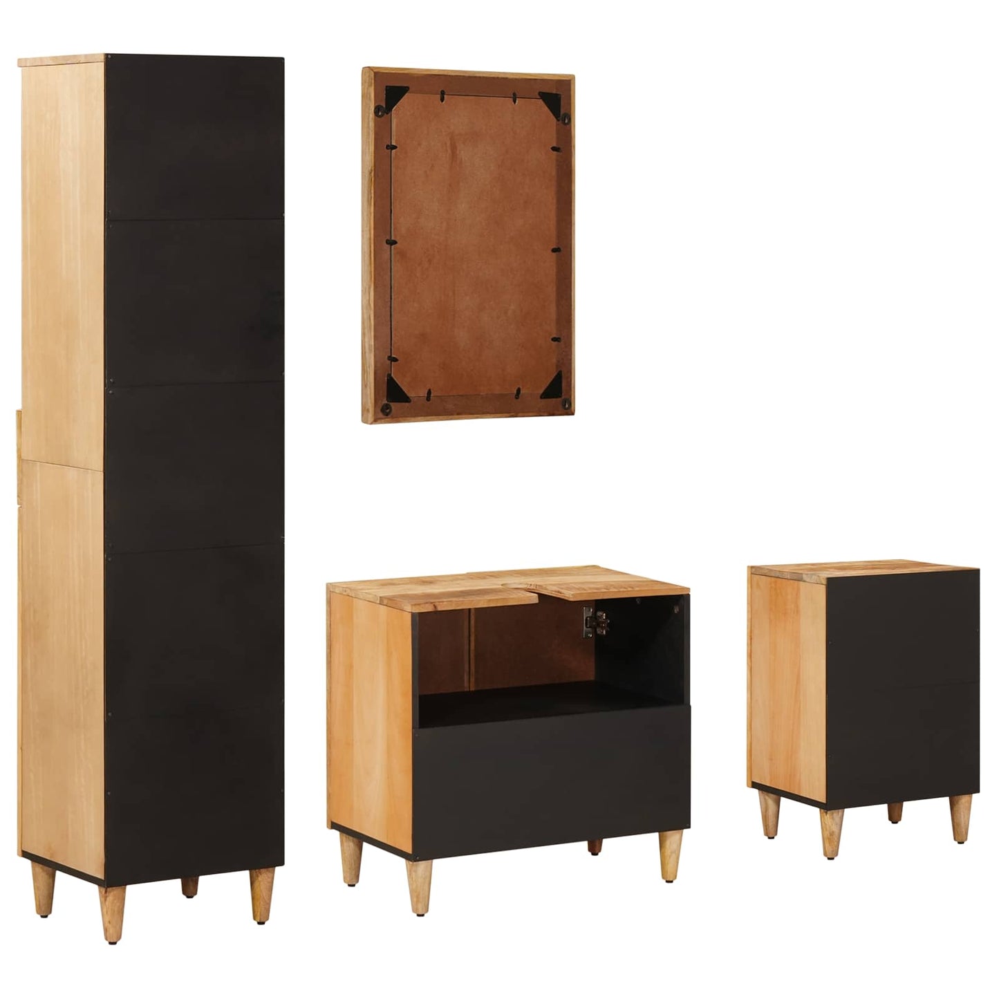 Badezimmerschrank-Set 4 stk. 62 x 33 x 58 cm Massivholz Mango