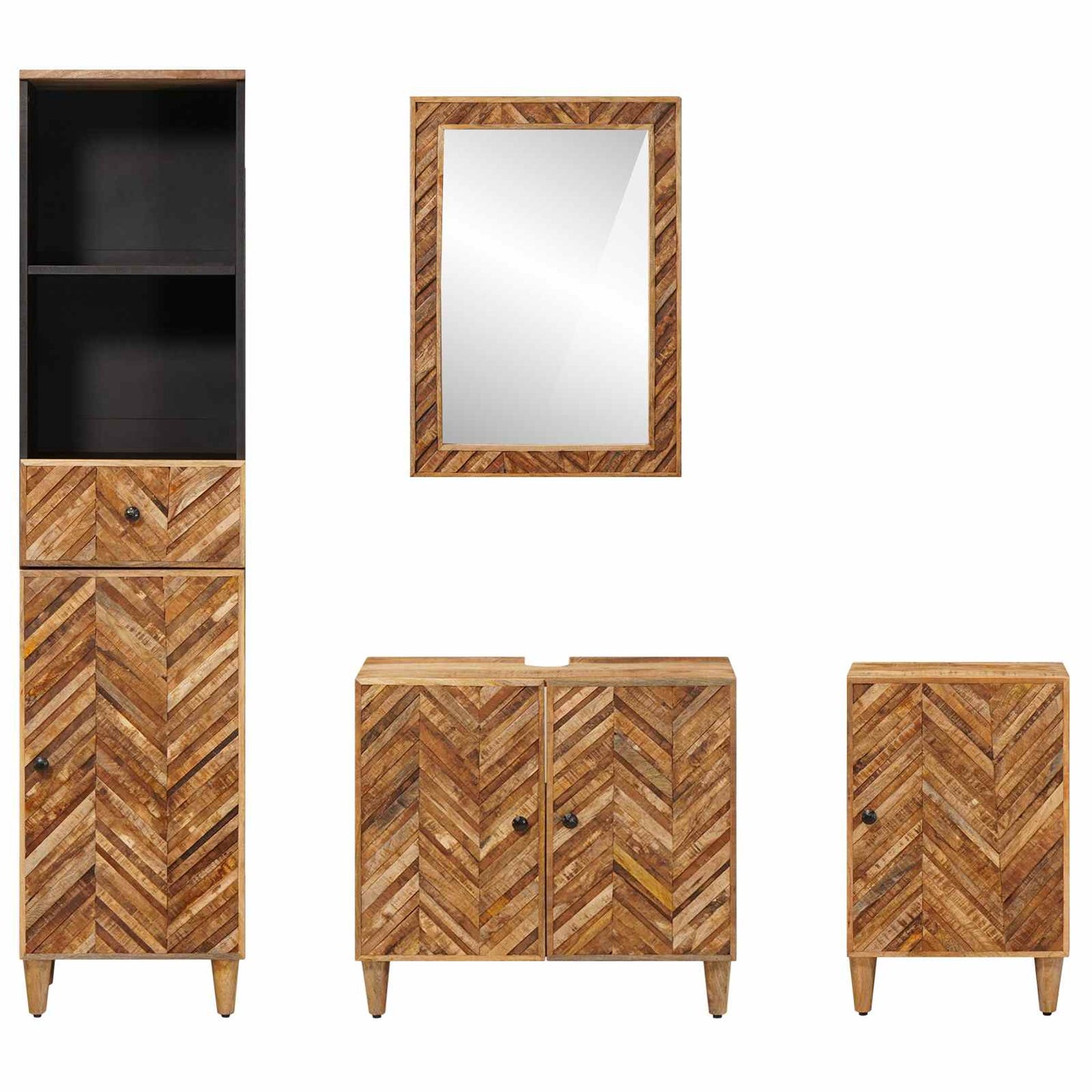 Badezimmerschrank-Set 4 stk. 62 x 33 x 58 cm Massivholz Mango