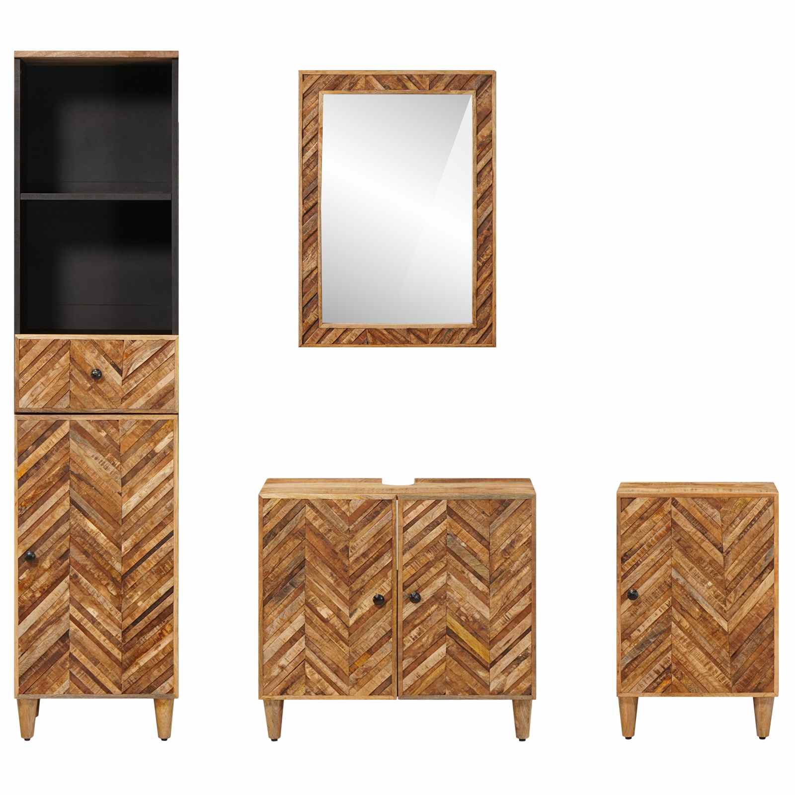 Badezimmerschrank-Set 4 stk. 62 x 33 x 58 cm Massivholz Mango