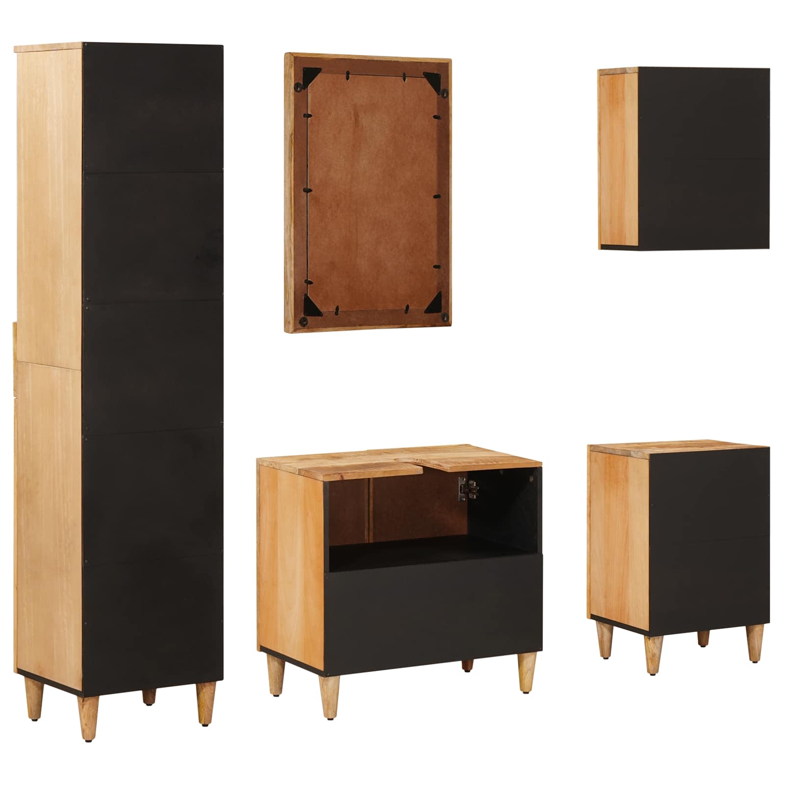 Badezimmerschrank-Set 5 stk. 62 x 33 x 58 cm Massivholz Mango