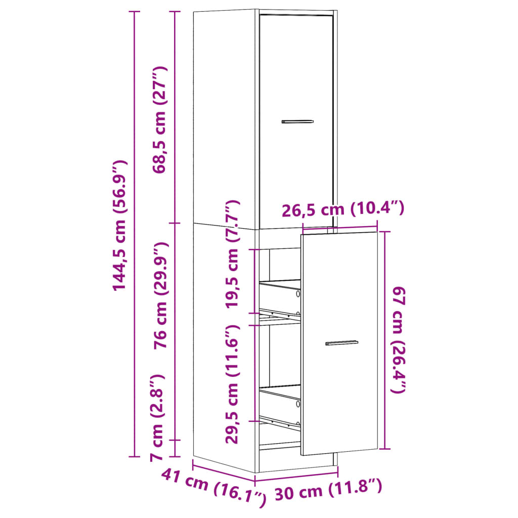 Armoire d'apothicaire blanc brillant 30x41x144,5 cm en bois