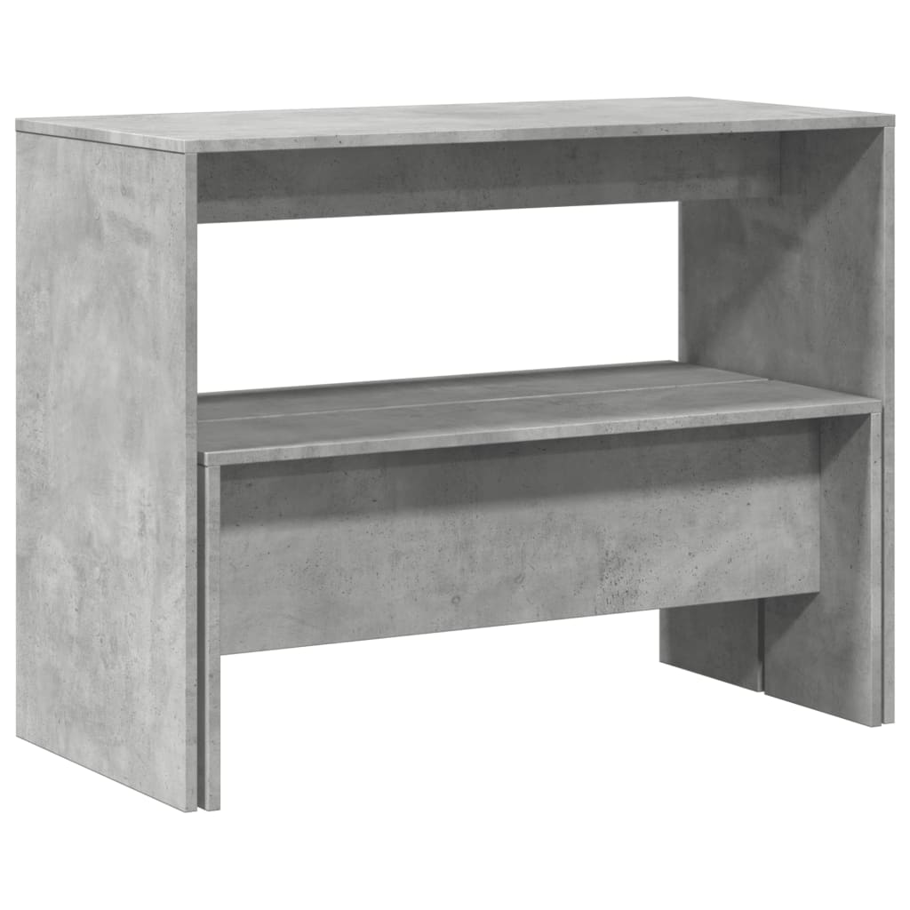 3 pièces. Ensemble table à manger et banc en bois gris béton