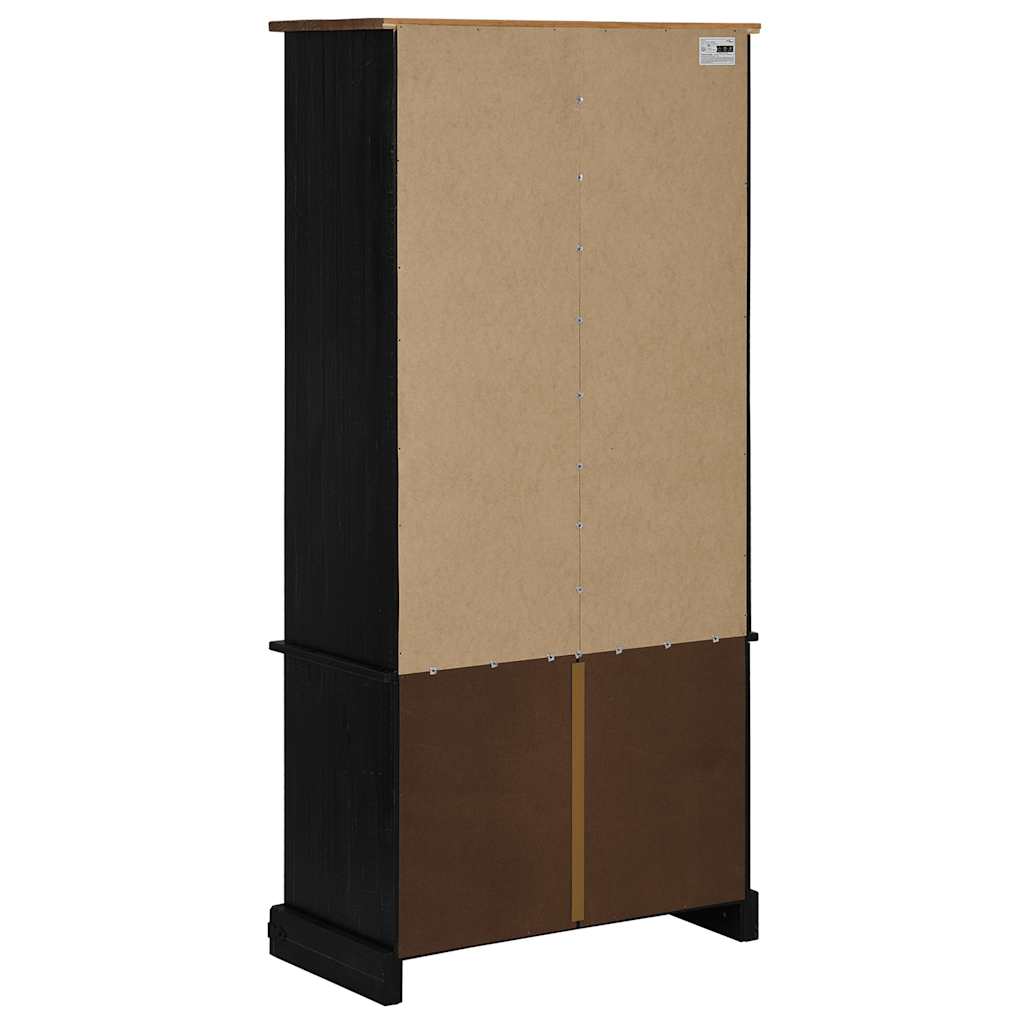 Armoire à vin HALDEN avec étagères à vin, porte coulissante, pin noir