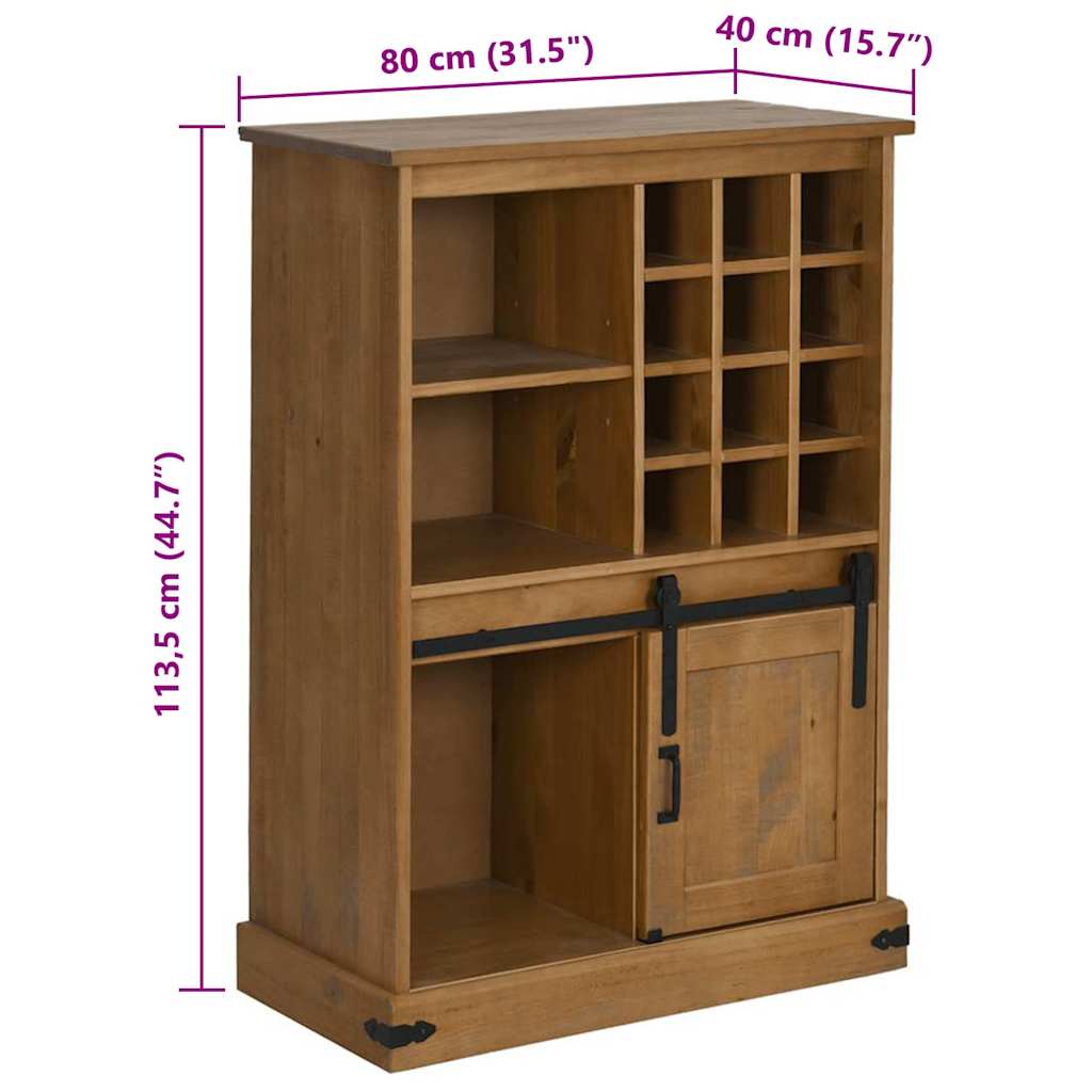 Weinschrank HALDEN mit Weinregalen und Schiebetür Kiefer