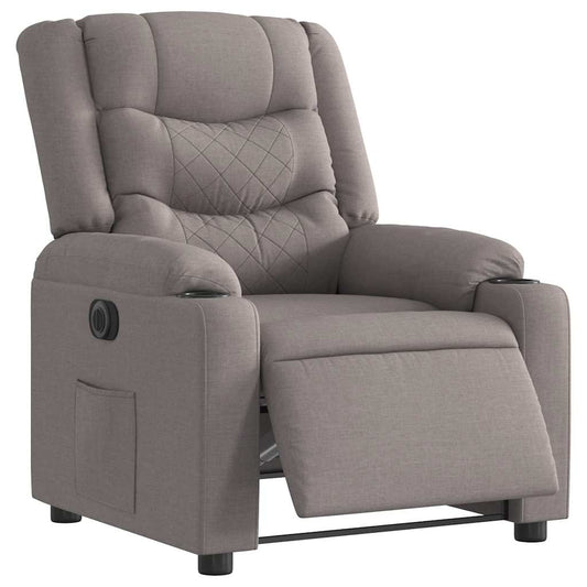Fauteuil inclinable électrique en tissu taupe