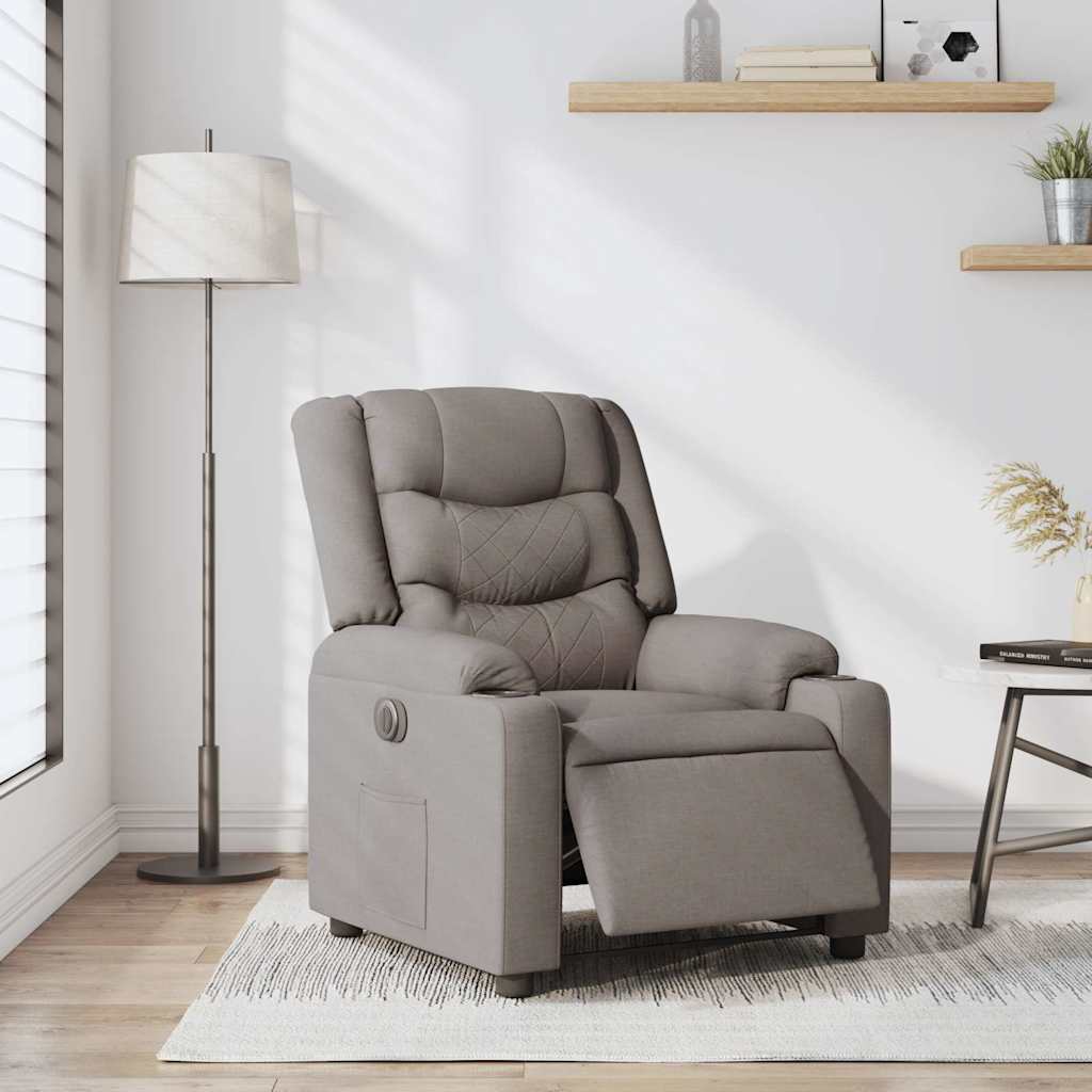 Fauteuil inclinable électrique en tissu taupe