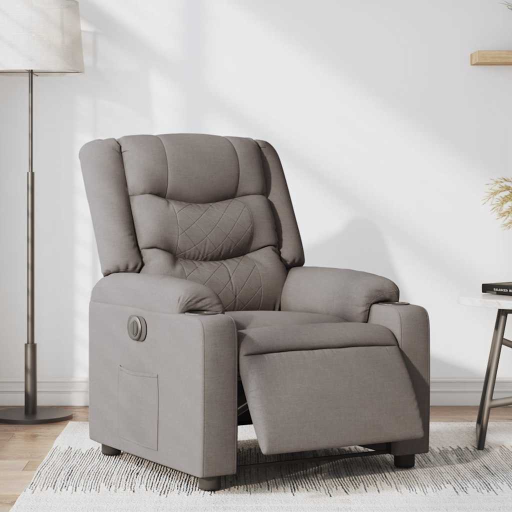 Fauteuil inclinable électrique en tissu taupe