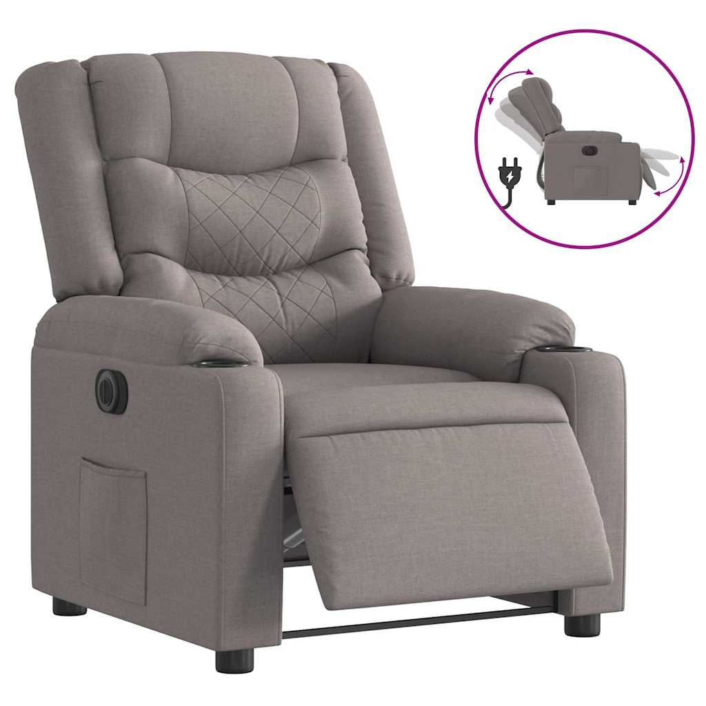 Fauteuil inclinable électrique en tissu taupe