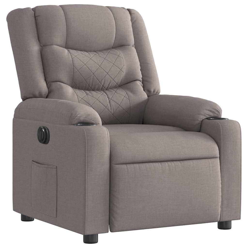 Fauteuil inclinable électrique en tissu taupe