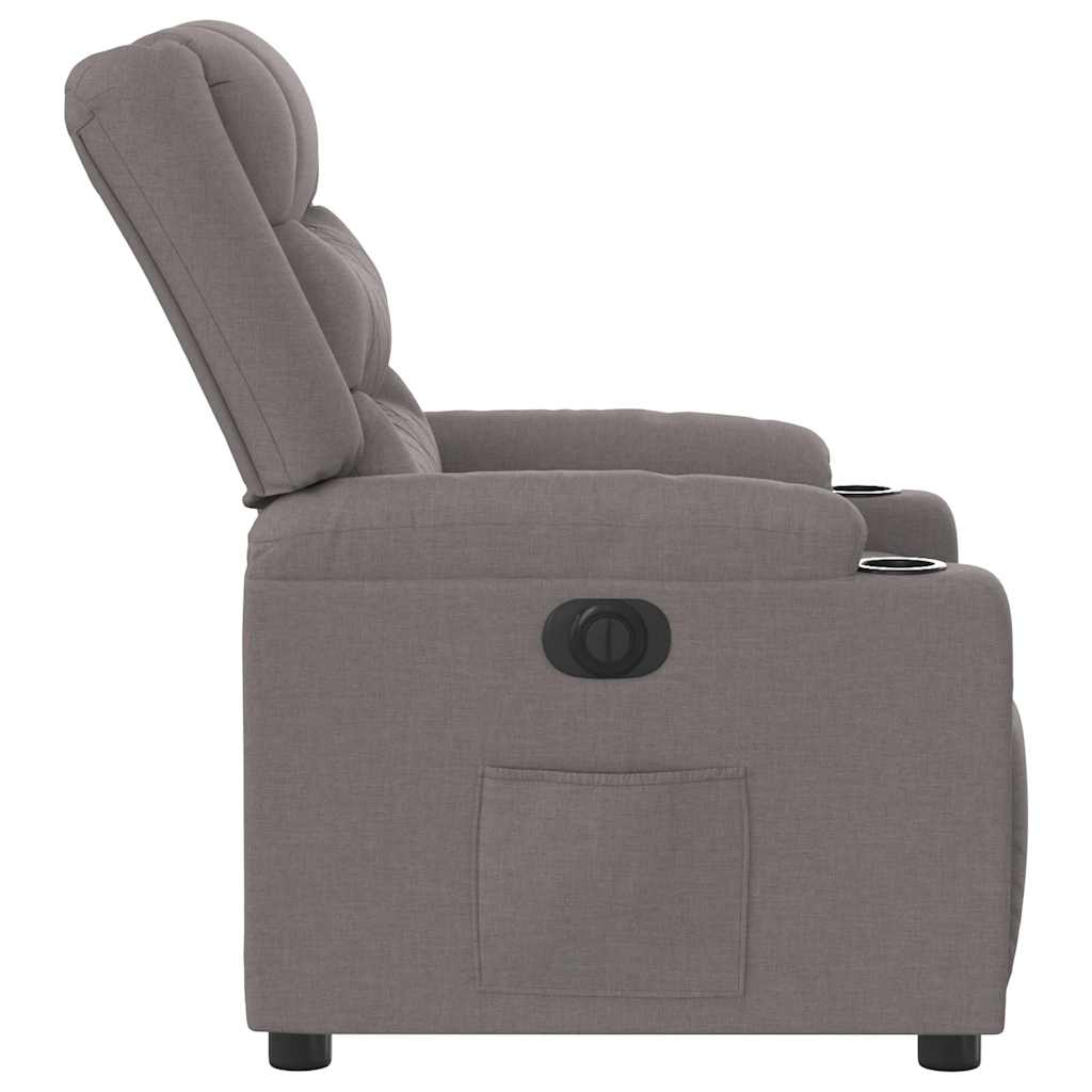 Fauteuil inclinable électrique en tissu taupe