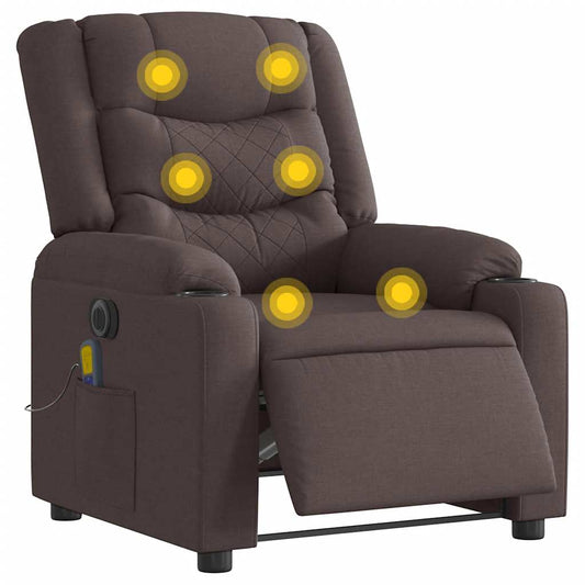 Fauteuil de massage électrique en tissu marron foncé