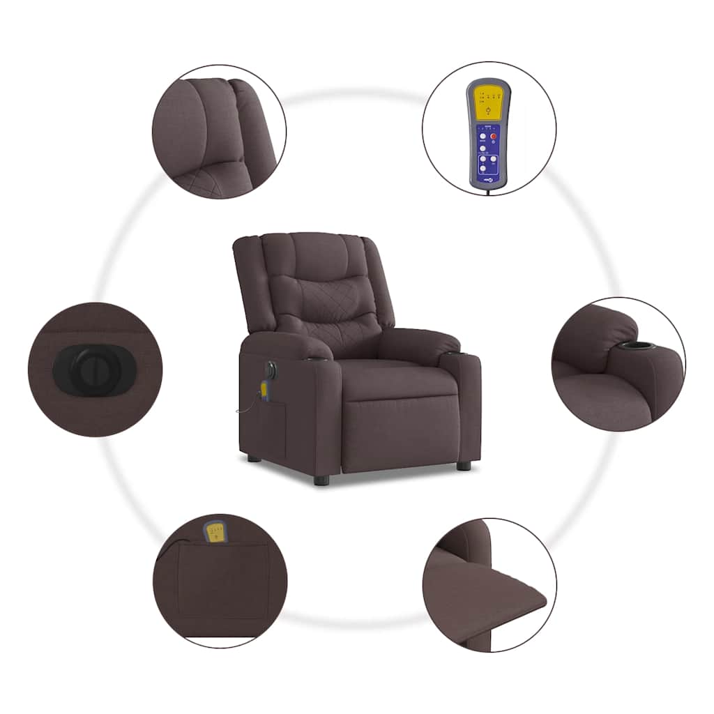 Massagesessel Elektrisch Dunkelbraun Stoff