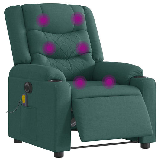 Fauteuil de massage électrique en tissu vert foncé