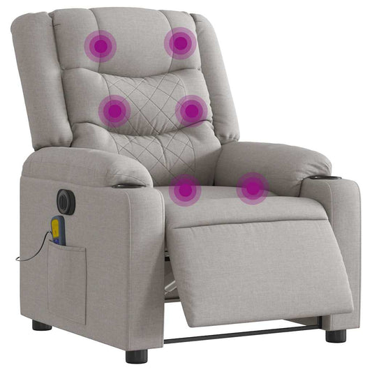 Fauteuil de massage électrique en tissu gris nuage