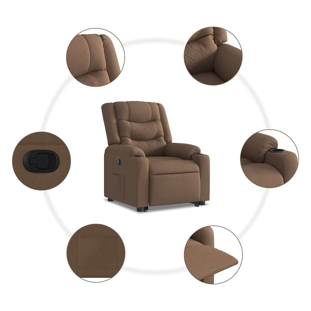 Relaxsessel mit Aufstehhilfe Braun Stoff