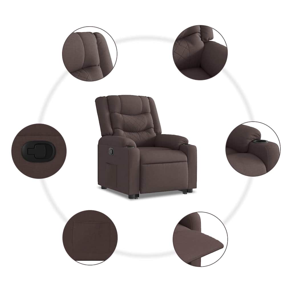 Relaxsessel mit Aufstehhilfe Dunkelbraun Stoff